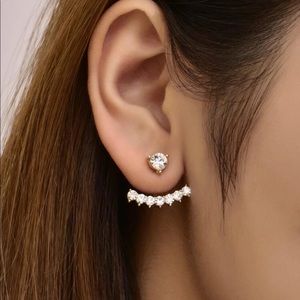 1 pair decor rhinestone earring jackets